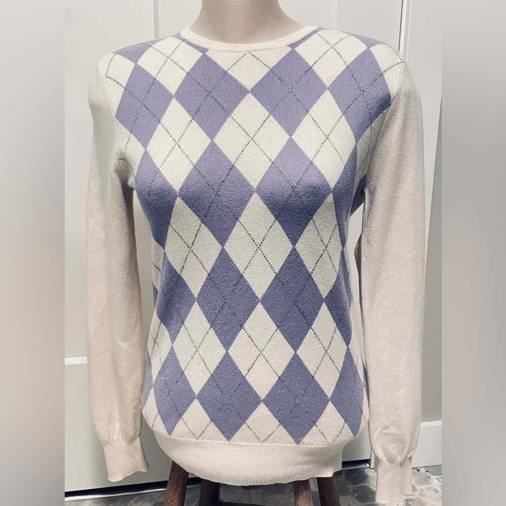 Ralph Lauren Cashmere/Cotton Argyle Patterned Sweater